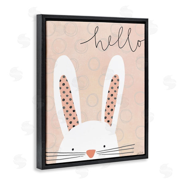 Stupell Industries Katie Doucette | Hello Bunny Phrase Baby Rabbit Polka Dot Patterns Wall Art
