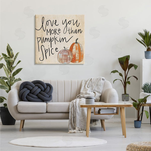 Stupell Industries Katie Doucette | Love You More Than Pumpkin Spice Phrase Patterned Gourds Wall Art