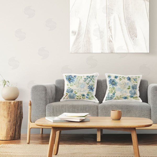 stupell industries Katrina Craven | Trust Be Still Blue Hydrangea Printed Throw Pillow Set