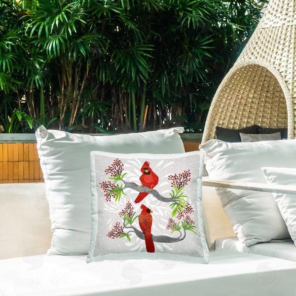Stupell Industries Kay Widdowson | Christmas Birds With Berries Printed Throw Pillow