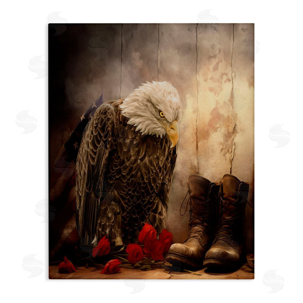 stupell industries Kelley Parker | Solemn Memory Eagle & Roses