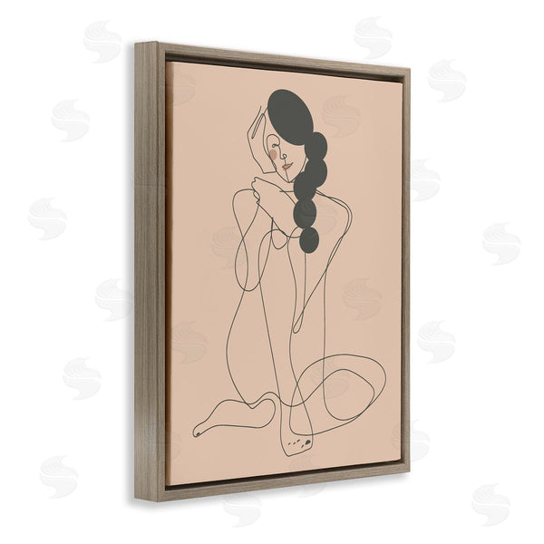 Stupell Industries Kendra Shedenhelm | Abstract Woman Sitting Scribble Drawing Smiling Outline Wall Art