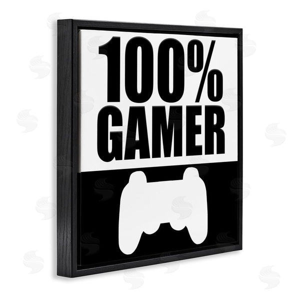 Stupell Industries Kim Allen | 100% Gamer Black & White Wall Art