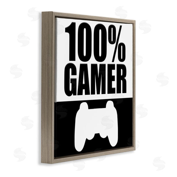 Stupell Industries Kim Allen | 100% Gamer Black & White Wall Art