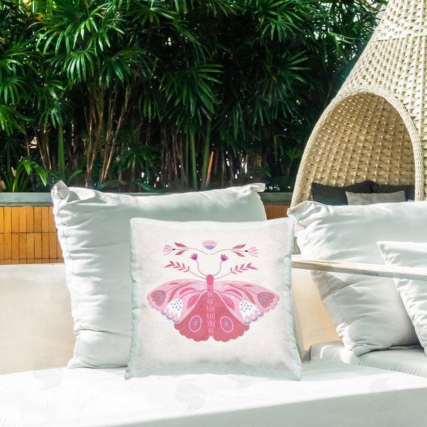 Stupell Industries Kim Allen | Boho Pink Folk Butterfly Throw Pillow