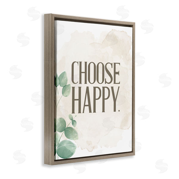 Stupell Industries Kim Allen | Choose Happy Green Leaves Neutral Wall Art