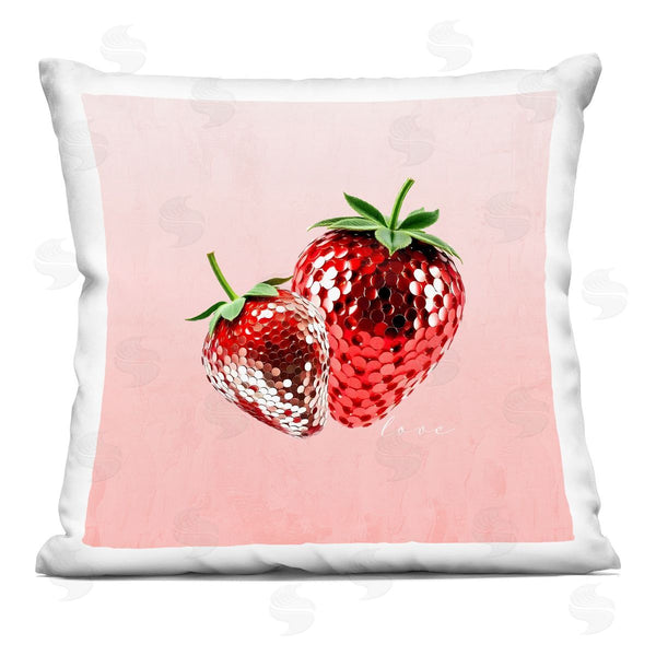 stupell industries Kim Allen | Disco Sequin Strawberries Printed Throw Pillow