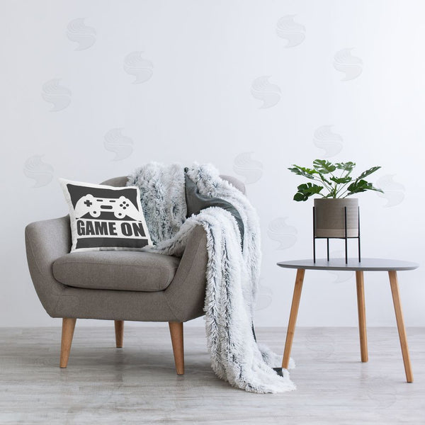Stupell Industries Kim Allen | Game On Retro Black & White Printed Throw Pillow