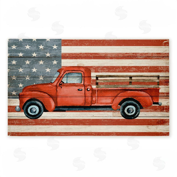 stupell industries Kim Allen | Patriotic USA Flag Truck Non-Woven Door Mat