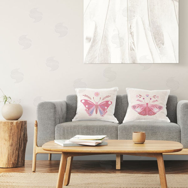 Stupell Industries Kim Allen | Pink Folk Butterflies Throw Pillow