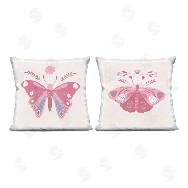 stupell industries Kim Allen | Pink Folk Butterflies Throw Pillow