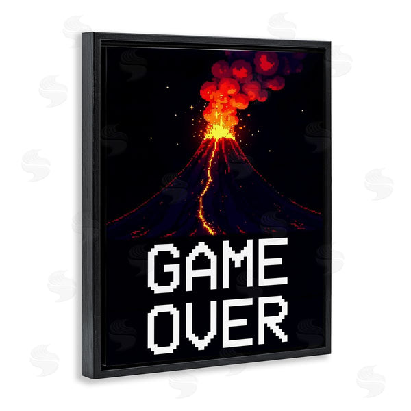 Stupell Industries Kim Allen | Pixel Volcano Game Over Wall Art