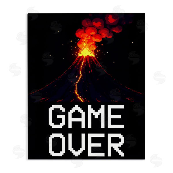stupell industries Kim Allen | Pixel Volcano Game Over Wall Art