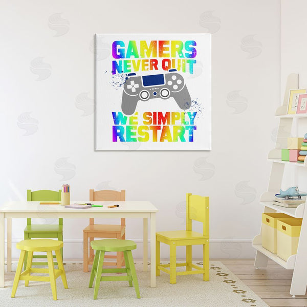 Stupell Industries Kim Allen | Rainbow Gamers Never Quit Wall Art