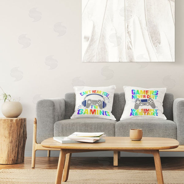 Stupell Industries Kim Allen | Rainbow Retro Gaming Phrases Printed Throw Pillow