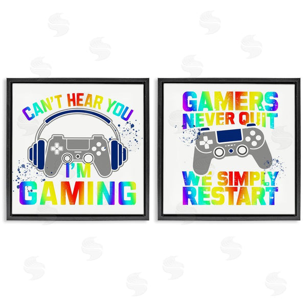 Stupell Industries Kim Allen | Rainbow Retro Gaming Phrases Wall Art