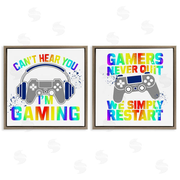 Stupell Industries Kim Allen | Rainbow Retro Gaming Phrases Wall Art