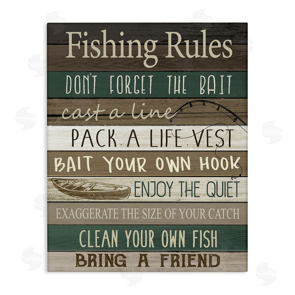 stupell industries Kim Allen | Rustic Fishing Rules Sign