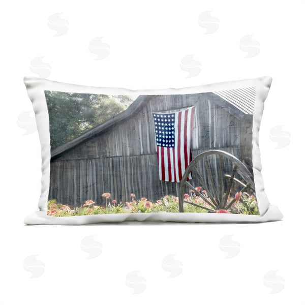 Stupell Industries Kim Allen | USA Wagon Wheel Barn Throw Pillow