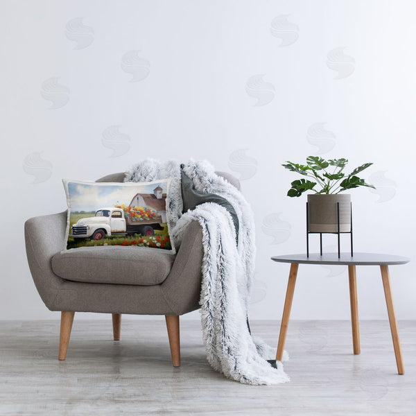 Stupell Industries Kim Allen | White Delivery Floral Truck Throw Pillow