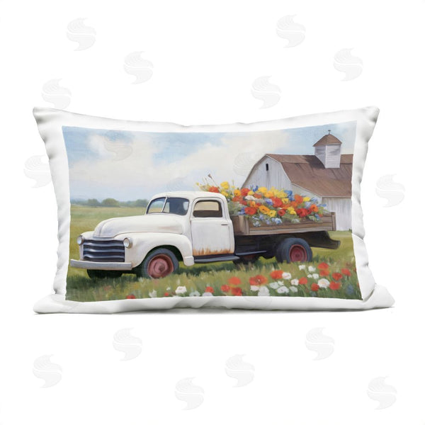 Stupell Industries Kim Allen | White Delivery Floral Truck Throw Pillow