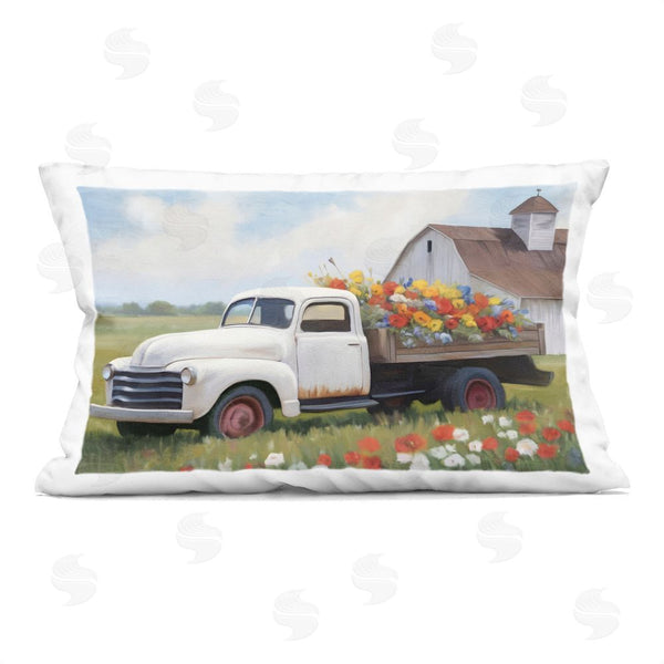 stupell industries Kim Allen | White Delivery Floral Truck Throw Pillow