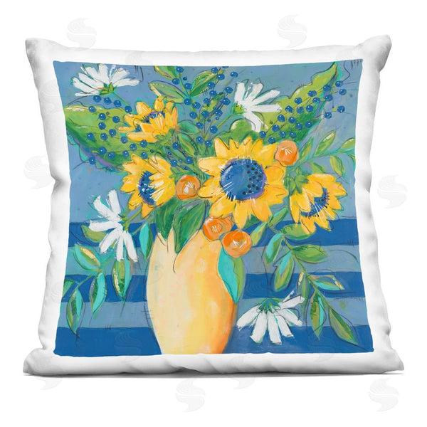 stupell industries Krinlox | Floral Bursts Among Blue Throw Pillow
