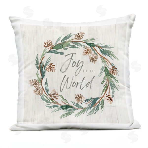 Stupell Industries Kristen Brockmon | Joy Pinecone Wreath Printed Throw Pillow