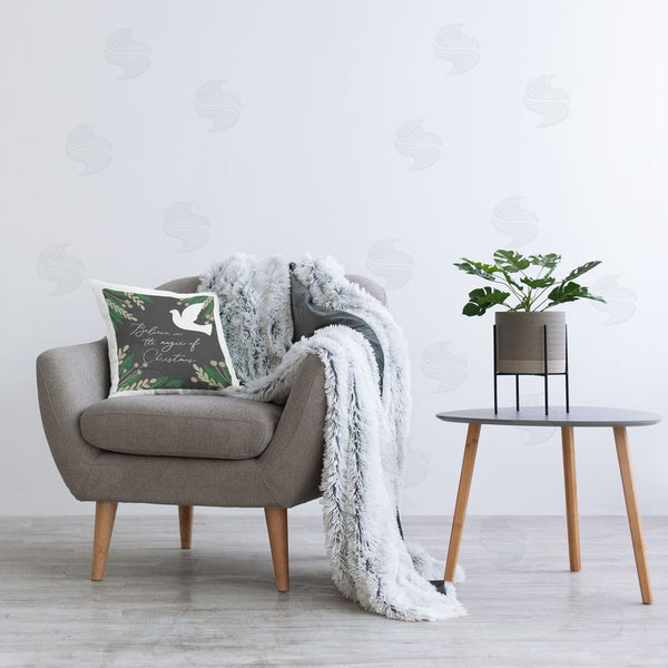Stupell Industries Lady Louise Designs | Magic Of Christmas White Dove Holiday Botanicals Printed Throw Pillow