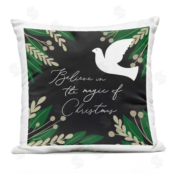Stupell Industries Lady Louise Designs | Magic Of Christmas White Dove Holiday Botanicals Printed Throw Pillow
