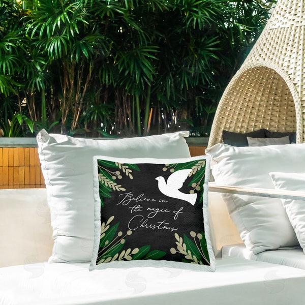 Stupell Industries Lady Louise Designs | Magic Of Christmas White Dove Holiday Botanicals Printed Throw Pillow