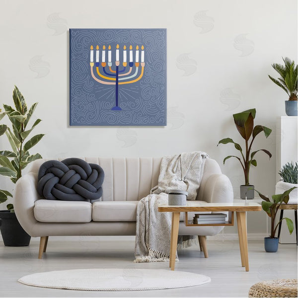 Stupell Industries Lady Louise Designs | Patterned Hanukkah Menorah Swirls Wall Art