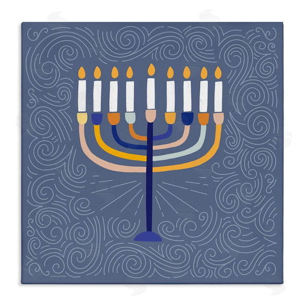 stupell industries Lady Louise Designs | Patterned Hanukkah Menorah Swirls Wall Art