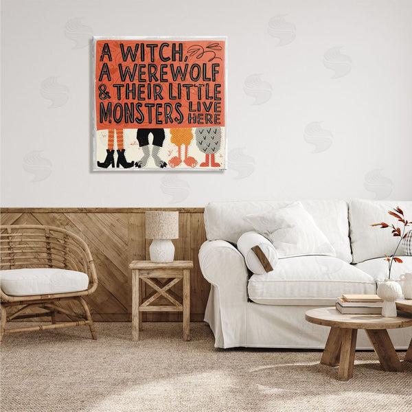 Stupell Industries Lady Louise Designs | Witch Werewolf Little Monsters Live Here Halloween Family Wall Art