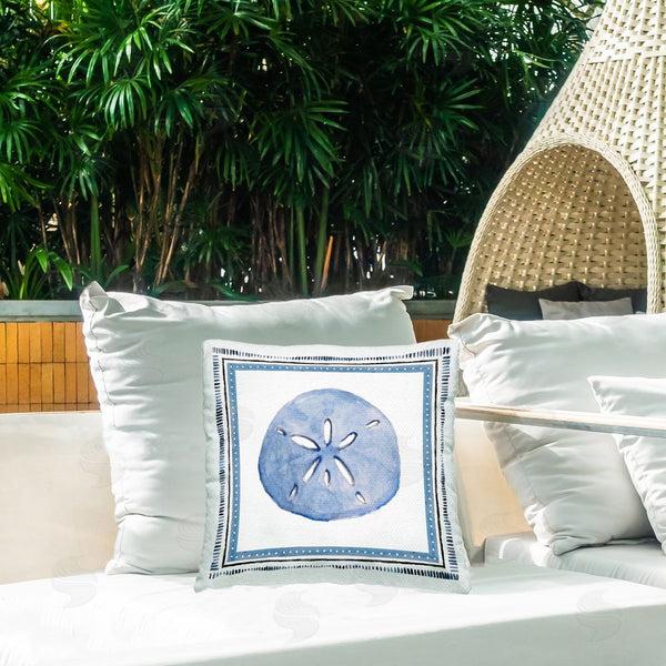 Stupell Industries Lanie Loreth | Blue Bordered Sand Dollar Throw Pillow