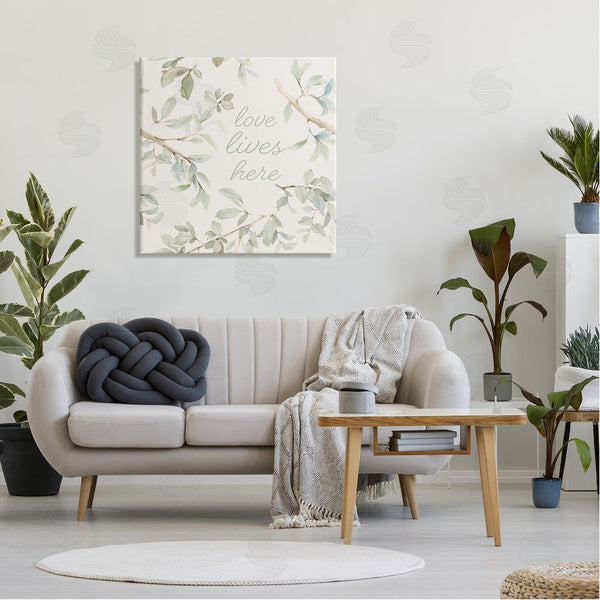 Stupell Industries Lanie Loreth | Love Lives Here Cursive Botanical Branches Phrase Wall Art