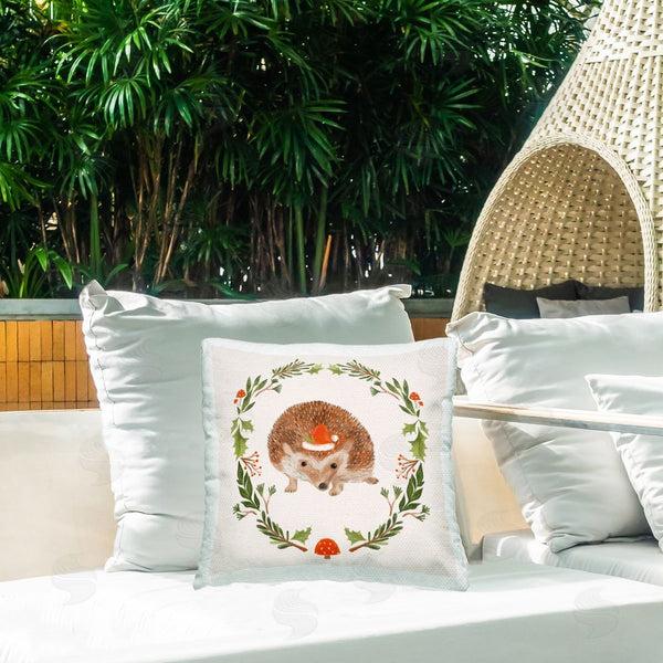 Stupell Industries Laura Konyndyk | Holiday Hedgehog Wreaf Printed Throw Pillow