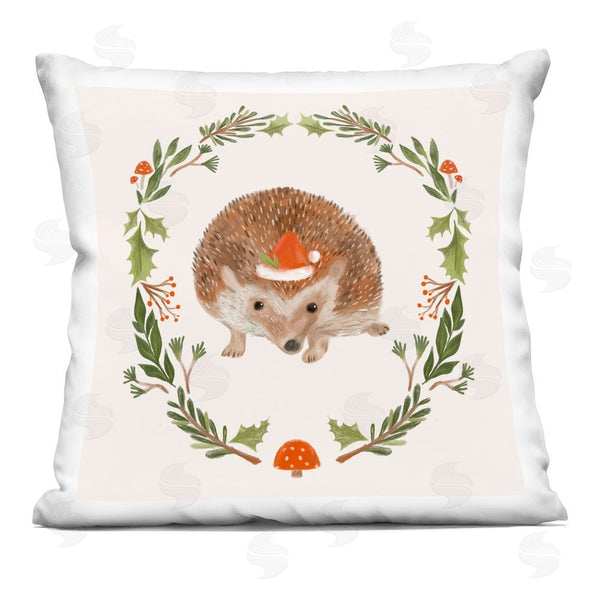 stupell industries Laura Konyndyk | Holiday Hedgehog Wreaf Printed Throw Pillow