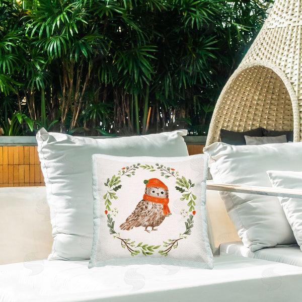 Stupell Industries Laura Konyndyk | Holiday Owl Wreaf Printed Throw Pillow