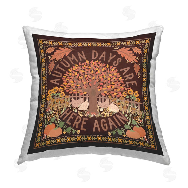 stupell industries Laura Marshall | Autumn Days on Brown Printed Throw Pillow