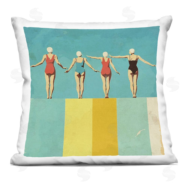 stupell industries Layla Oz | Four Figures on the Pool Throw Pillow