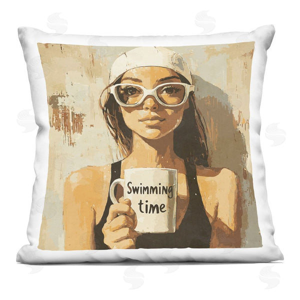 stupell industries Layla Oz | Swimming Mug Girl Throw Pillow