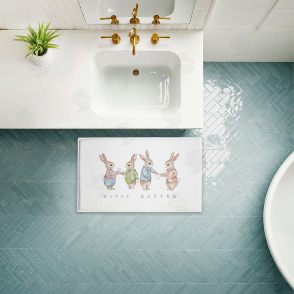 Stupell Industries Leah Straatsma | Minimal Happy Easter Bunnies Plush Bath Mat