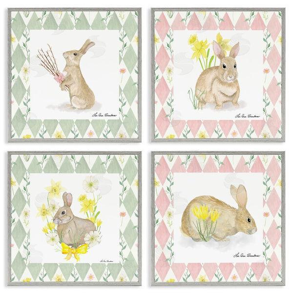 Stupell Industries Lee Ann Sanders | Spring Bunnies On Argyle Wall Art