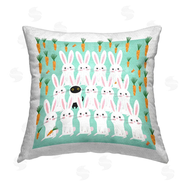 Stupell Industries Leeza Hernandez | Cat Mixed With Bunnies Printed Throw Pillow