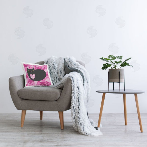 Stupell Industries Leeza Hernandez | I Love Mew Black Cat Printed Throw Pillow