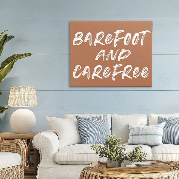 Stupell Industries Lettered And Lined | Barefoot & Carefree Brown Wall Art