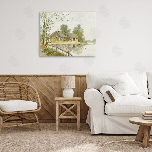 Stupell Industries Lettered And Lined | Cabin Along River's Edge Wall Art