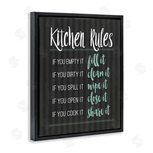 Stupell Industries Lettered And Lined | Kitchen Rules Black & Green Wall Art