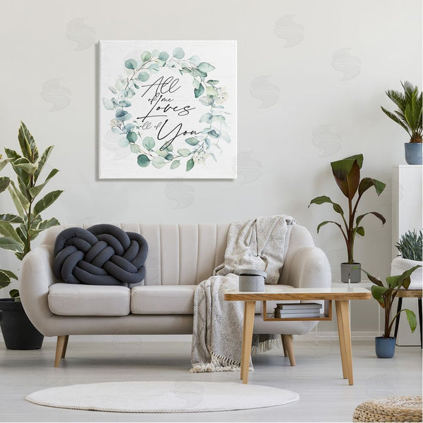 Stupell Industries Lettered And Lined | Love You Romantic Couple Botanical Plant Wreath Wall Art